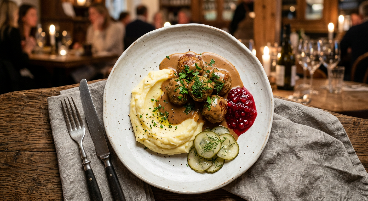 Omsorgsfullt upplagd restaurangrätt